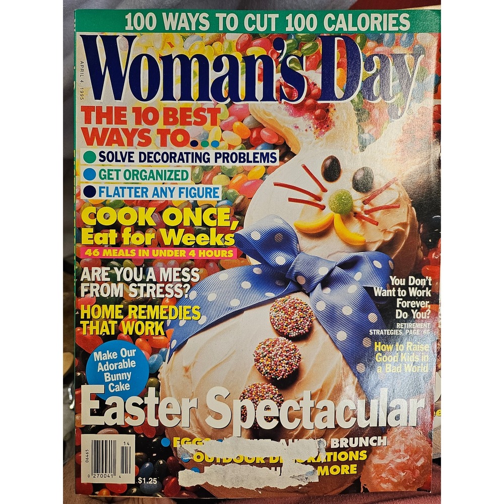 Vintage Woman's Day Magazine April 4 1995 Easter Spectacular Bunny Cake 90s Home